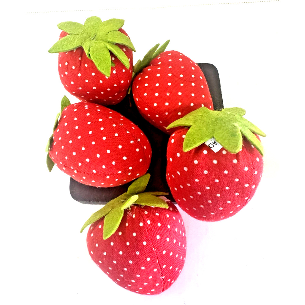 Set of 5-Lucious Fabric Strawberries for Decor-Pin Cushion-Sewing
